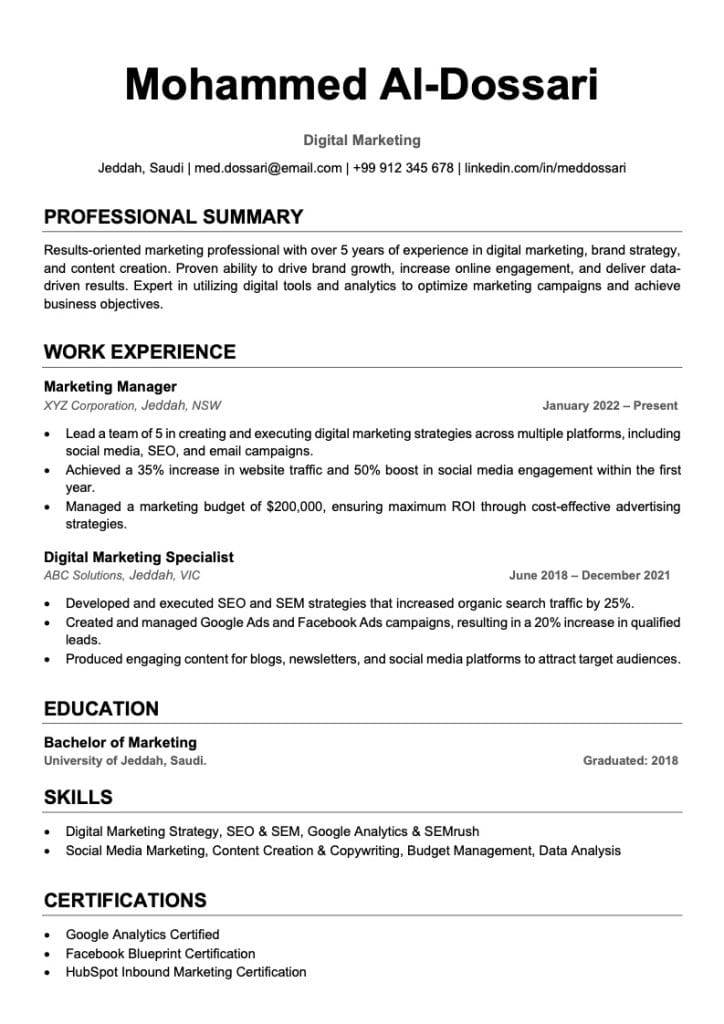 سيرة ذاتية ATS: قوالب وورد جاهزة للتحميل مجانا