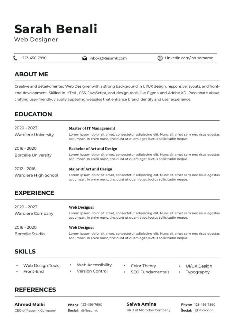 سيرة ذاتية بالانجليزي جاهزة للطلاب نموذج سيرة ذاتية بالانجليزي فارغ