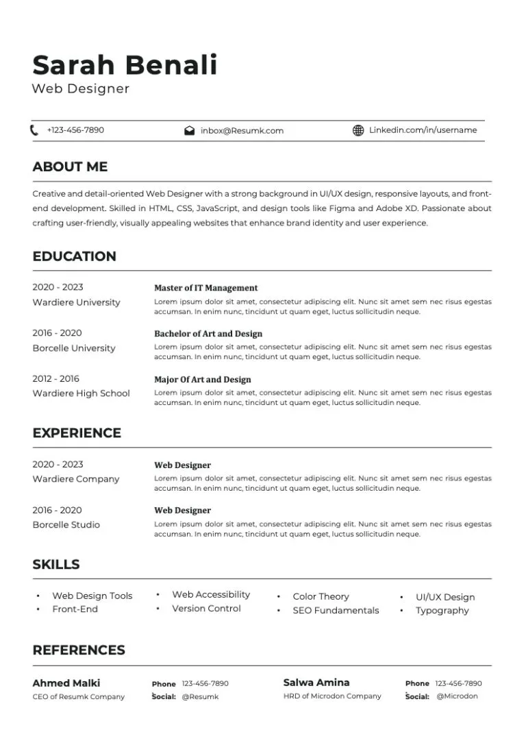 سيرة ذاتية بالانجليزي جاهزة للطلاب نموذج سيرة ذاتية بالانجليزي فارغ