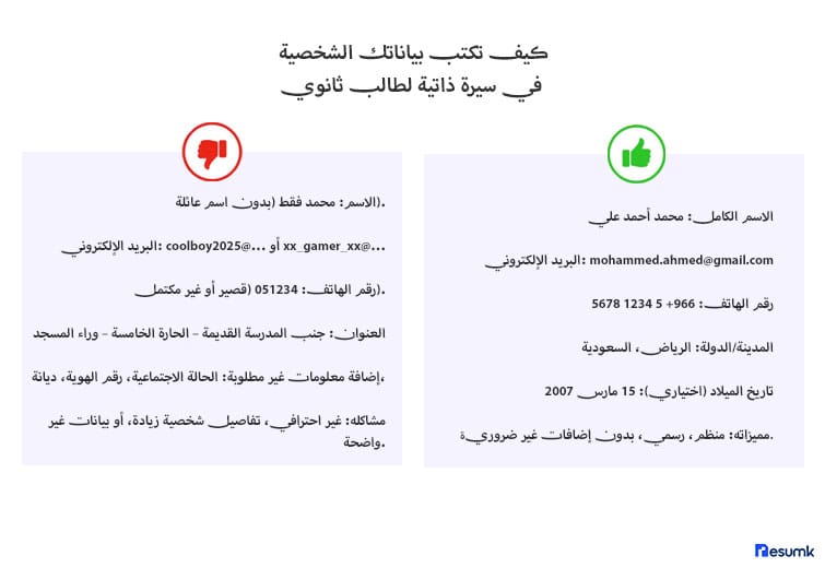 سيرة ذاتية لطالب ثانوي مجانية جاهزة سيرة ذاتية لطالب ثانوي مجانية جاهزة